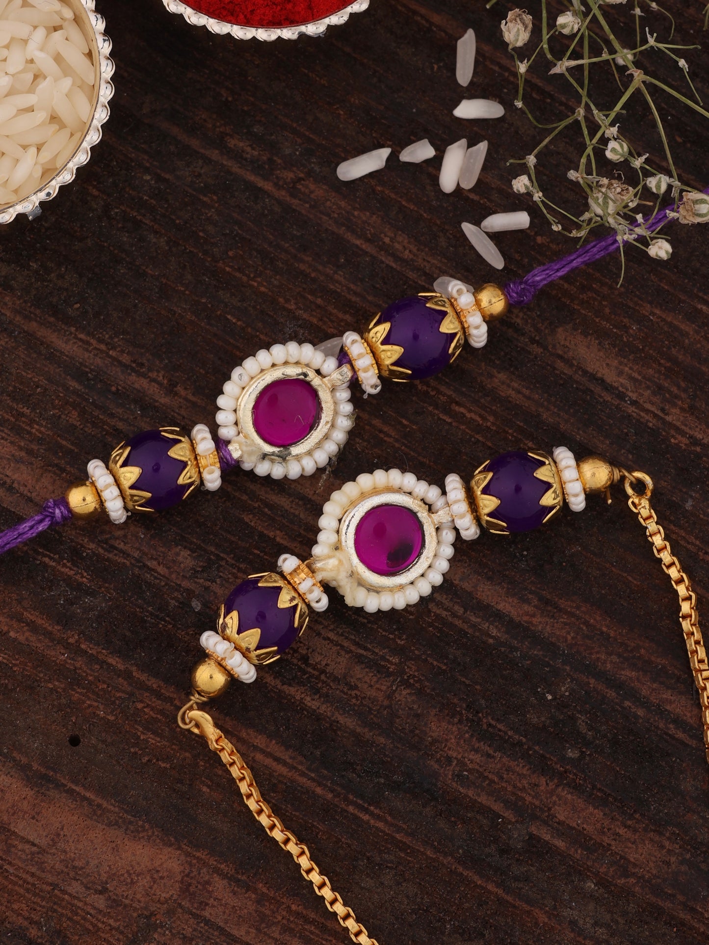 Purple Adrika Bhaiya Bhabhi Rakhi with Tilak Set and Card