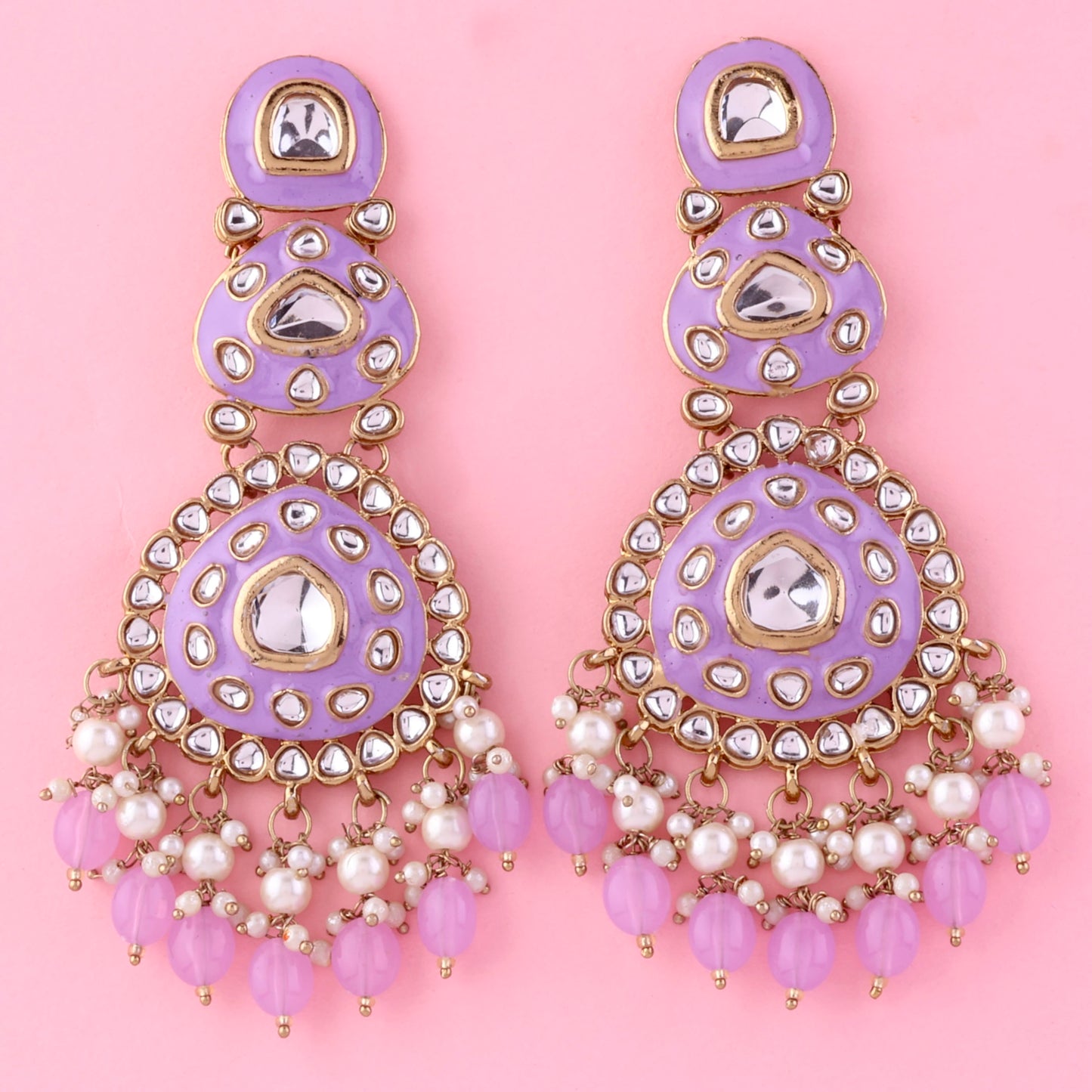 Lilac Tisya Meenakari Chandbali