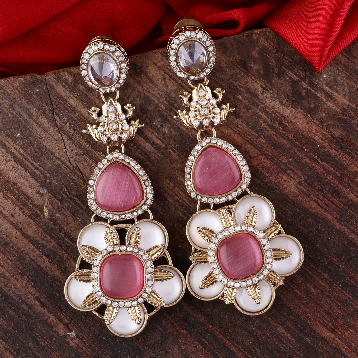 Blush Asher Designer Earring with Premium Monalisa and Zircone Stone Detailing