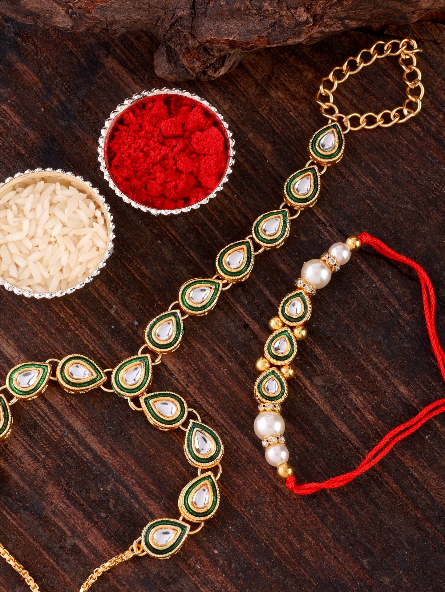 Agnay Bhaiya Rakhi and Bhabhi Hathphool with Tilak Set and Card