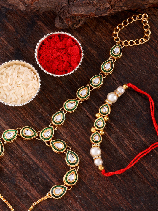 Agnay Bhaiya Rakhi and Bhabhi Hathphool with Tilak Set and Card