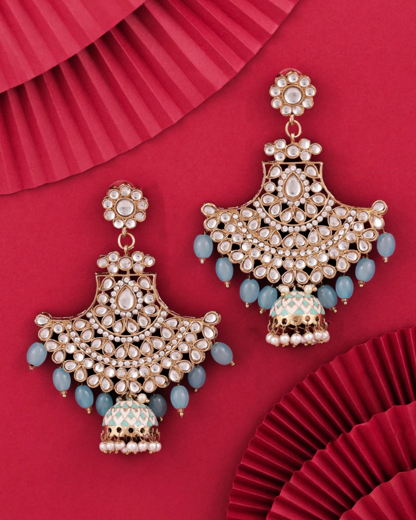 Turquoise Sabita Designer Meenakari Jhumka Earring
