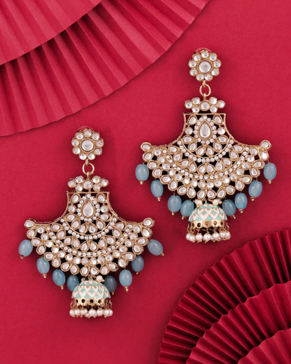 Turquoise Sabita Designer Meenakari Jhumka Earring
