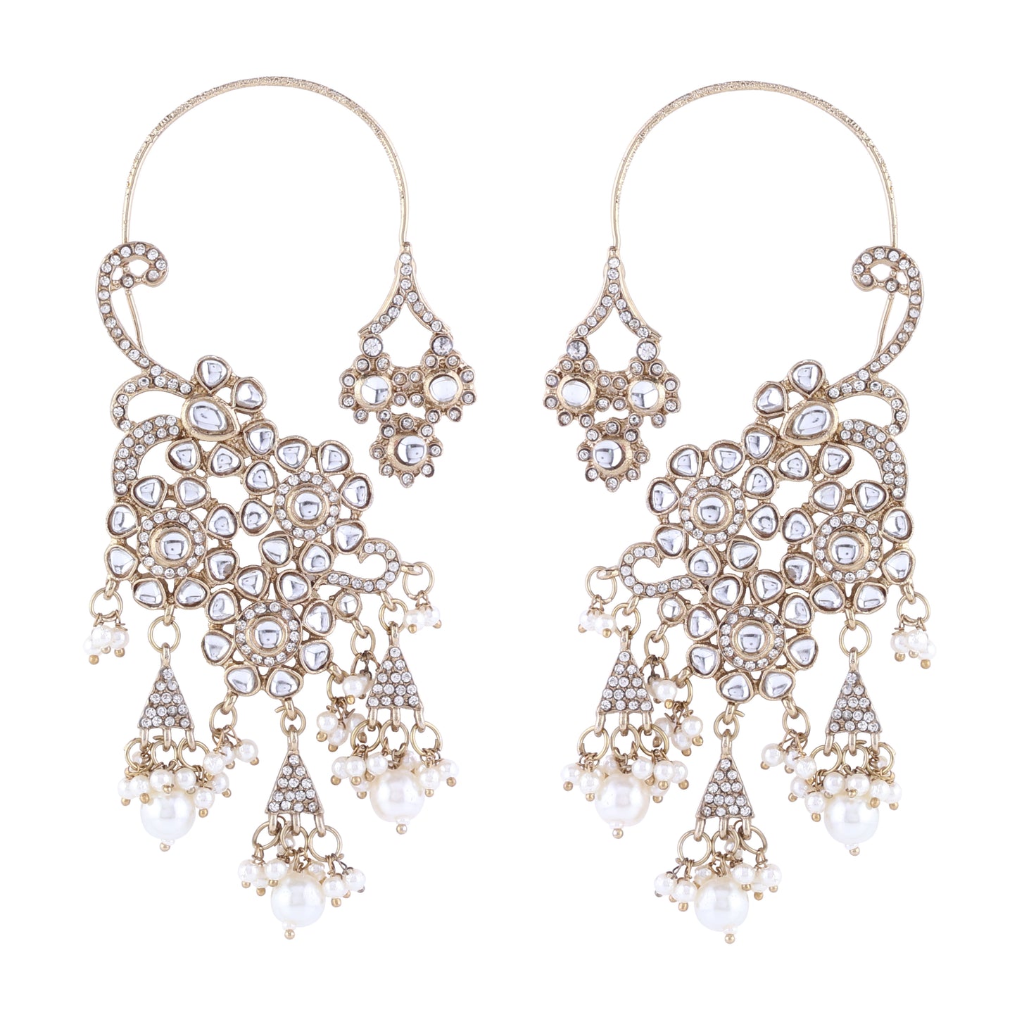 Sukhmeet Statement Designer Earring with Earcuff pattern