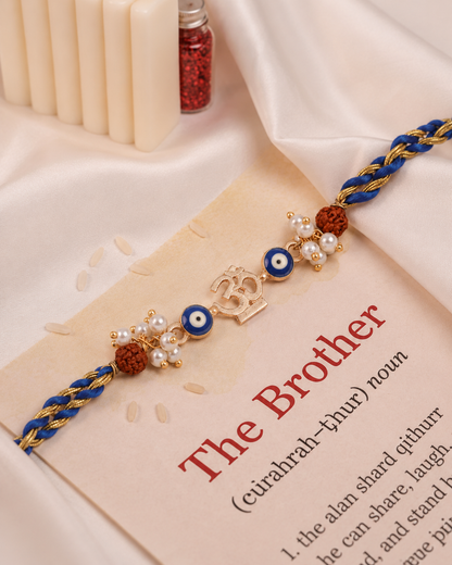 OM Evil Eye Rakhi with Tilak Set and Card