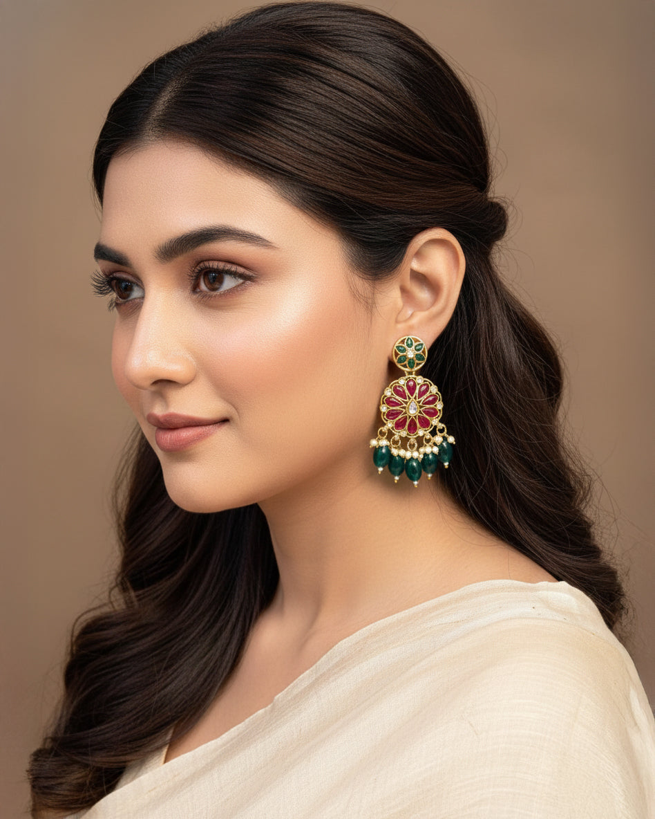 Sreya Ruby Green Chandbali Earring