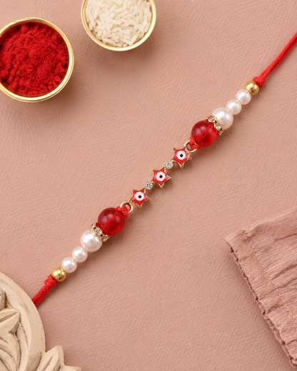Red Iraak Rakhi for Brother | Tilak Set Included