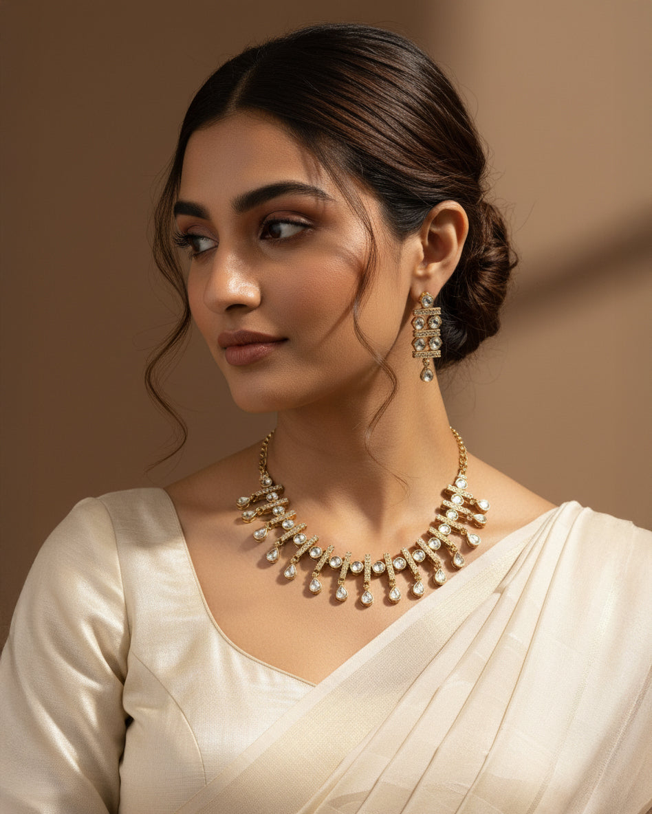 Adhira Indo Western Necklace With Earrings