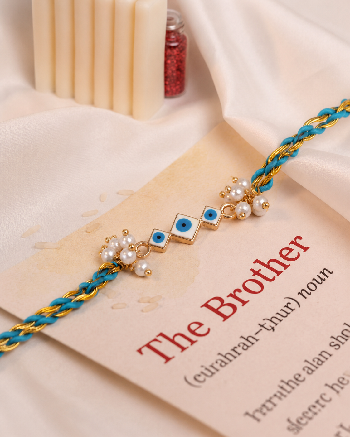 Aarav Evil Eye Rakhi with Tilak Set and Card