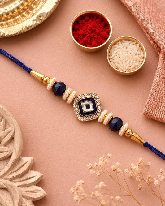 Blue Vaidik Rakhi for Brother | Tilak Set Included