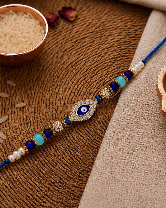 Neelay Evil Eye Rakhi for Brother | Tilak Set Included