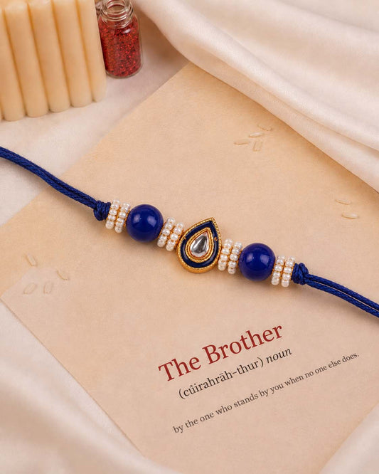 Blue Dhivi Rakhi for Brother | Tilak Set Included