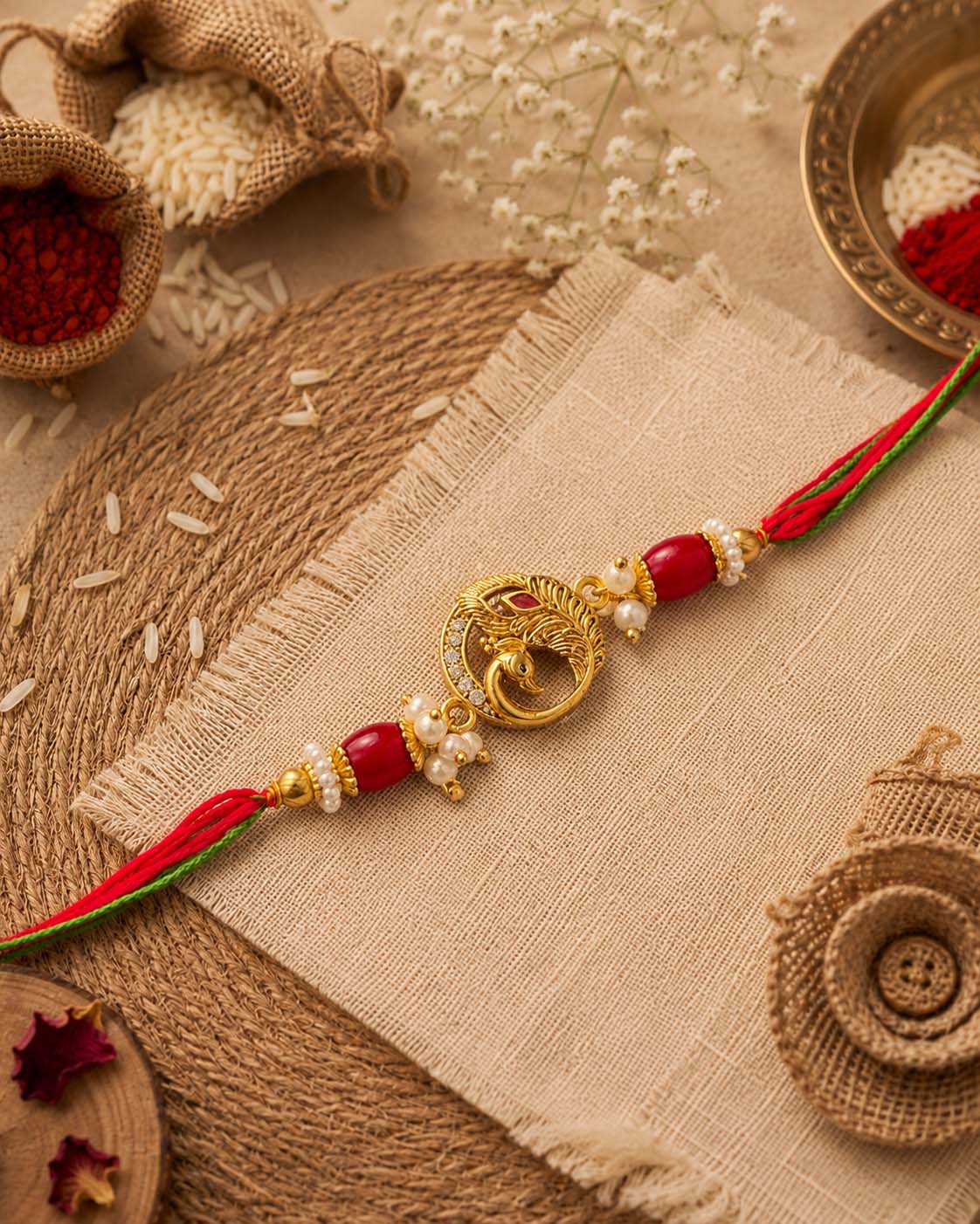 Mohan Rakhi for Brother | Tilak Set Included