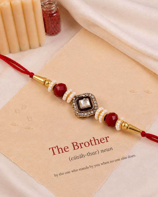 Red Vaidik Rakhi for Brother | Tilak Set Included