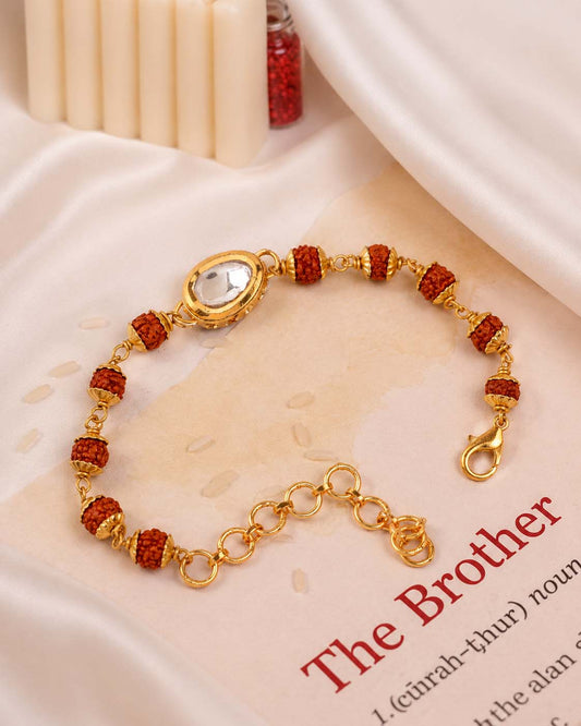 Vaidvik Rudraksh Bracelet Rakhi for Brother | Tilak Set Included