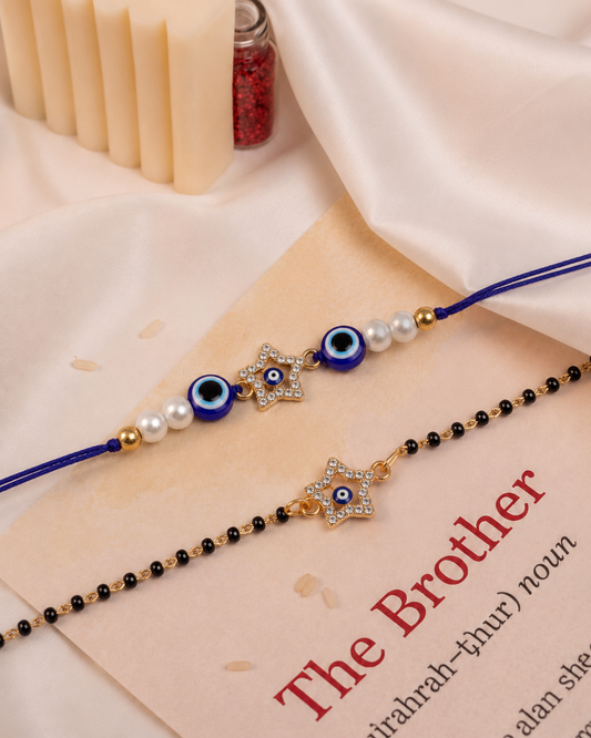 Vritika Bhaiya Bhabhi Rakhi Mangalsutra with Tilak Set and Card