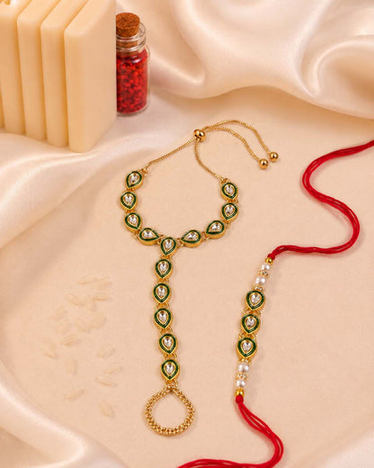 Agnay Bhaiya Rakhi and Bhabhi Hathphool with Tilak Set and Card