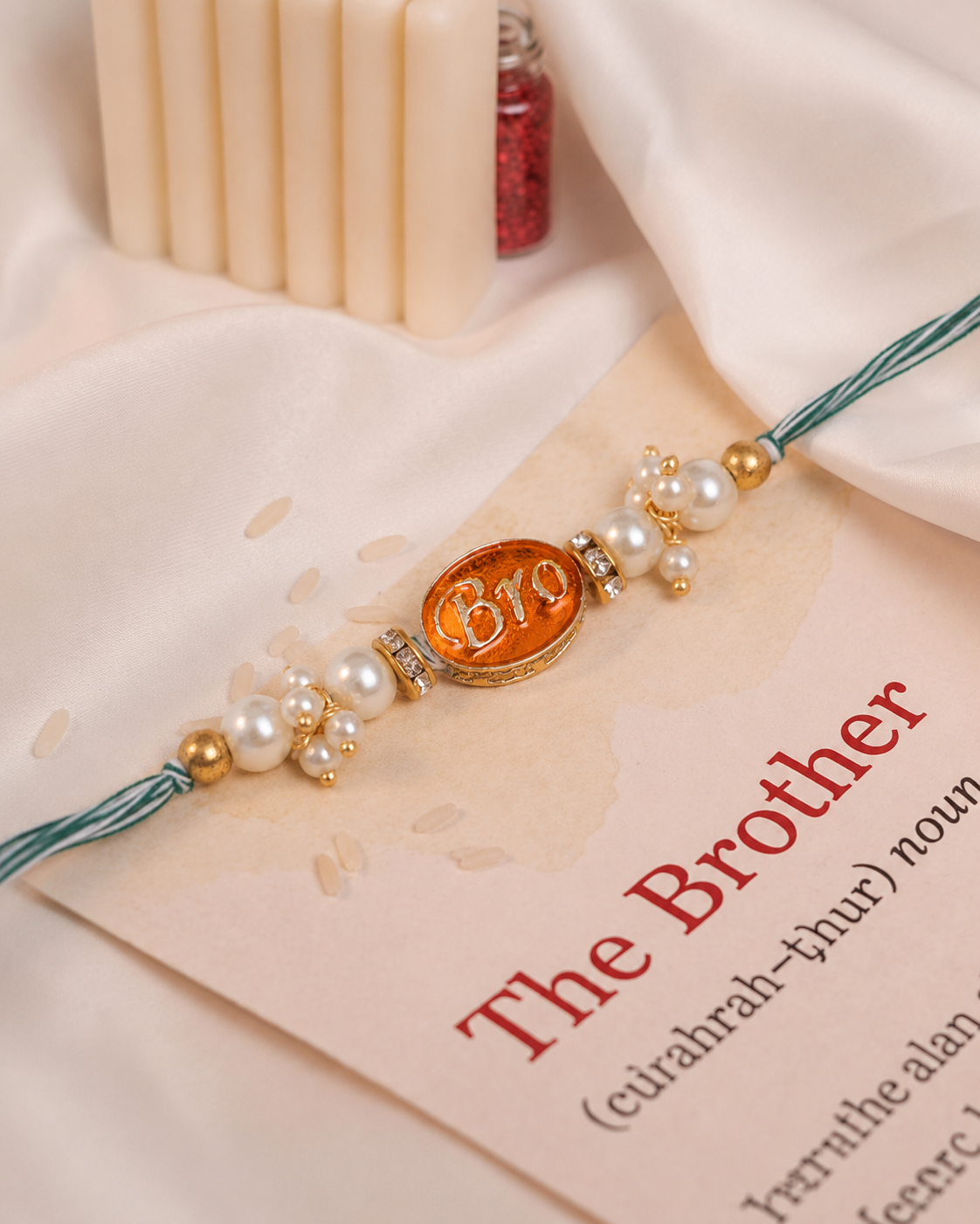 Orange Bro Rakhi with Tilak Set and Card