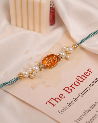 Orange Bro Rakhi with Tilak Set and Card