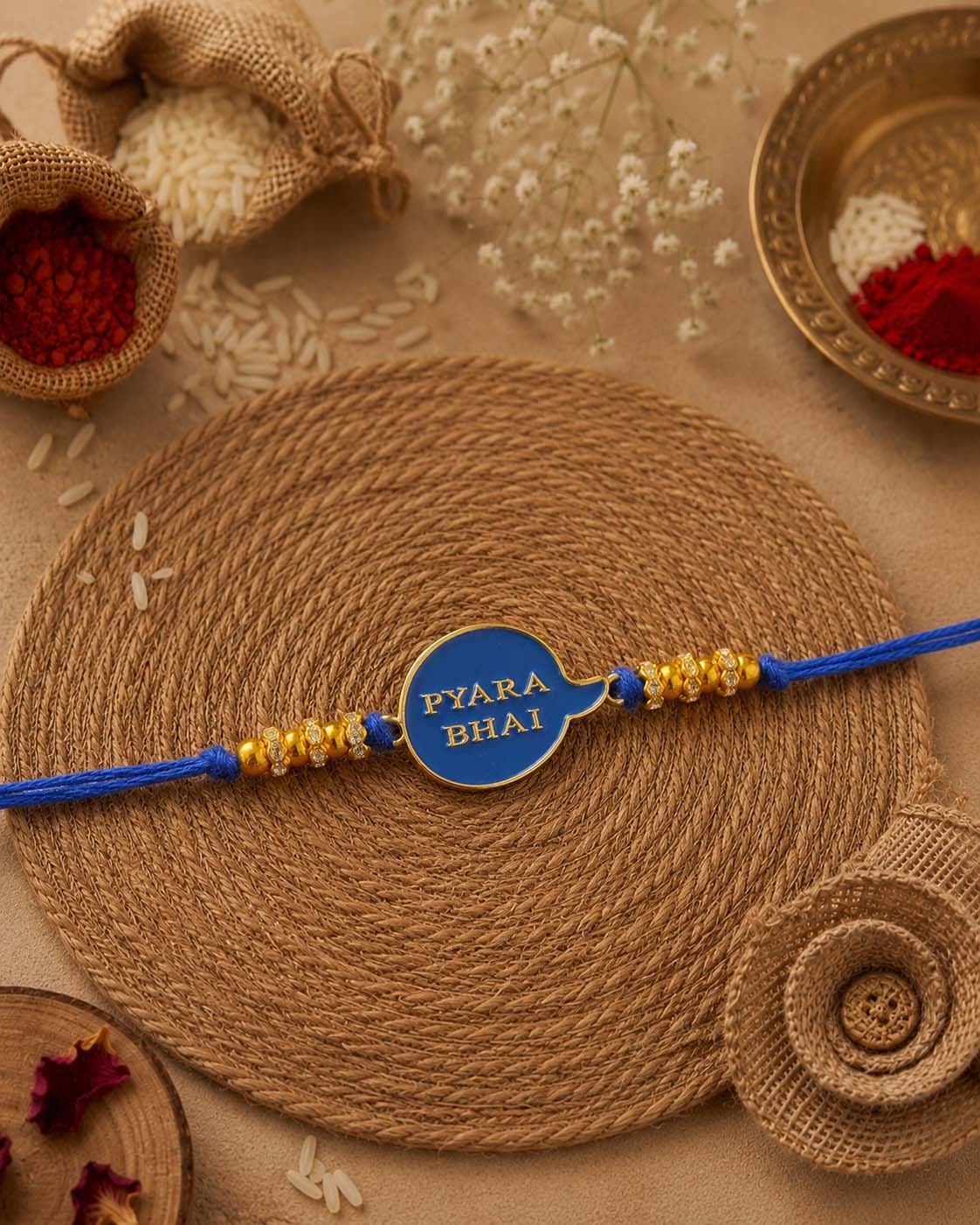 Blue Pyara Bhai Rakhi for Brother | Tilak Set Included
