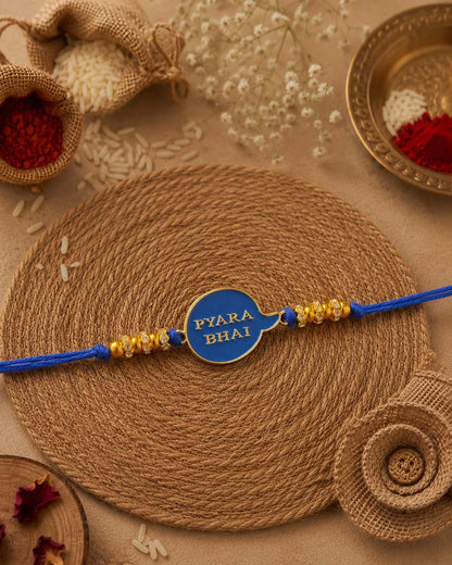 Blue Pyara Bhai Rakhi for Brother | Tilak Set Included