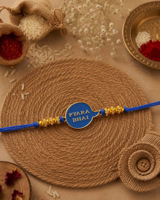 Blue Pyara Bhai Rakhi for Brother | Tilak Set Included