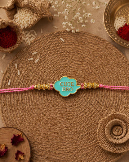 Turquoise Cute Bro Rakhi for Brother | Tilak Set Included