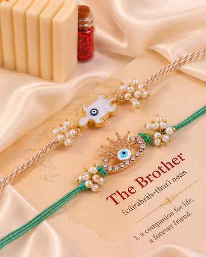 Pack of 2 Divyaan Evil Eye Rakhi for Brother | Tilak Set Included