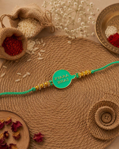 Teal ‪Pyara Bhai Rakhi for Brother | Tilak Set Included