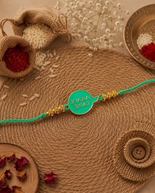 Teal ‪Pyara Bhai Rakhi for Brother | Tilak Set Included