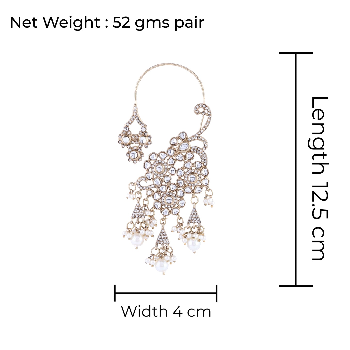 Sukhmeet Statement Designer Earring with Earcuff pattern