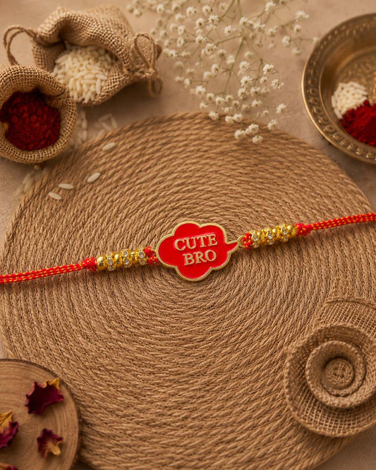 Red Cute Bro Rakhi for Brother | Tilak Set Included