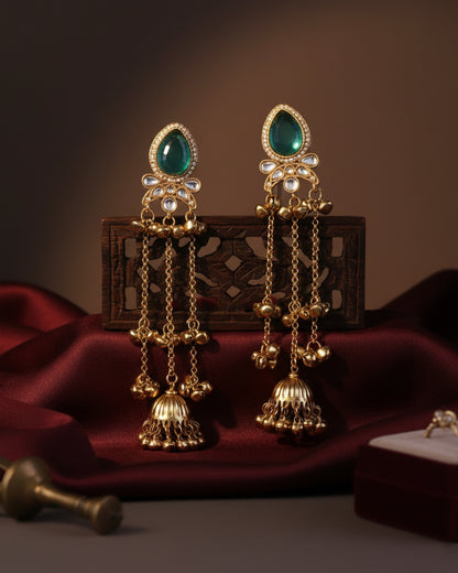 Sage Green Nidhi Kashmiri Look Ghunghru Jhumka Earring