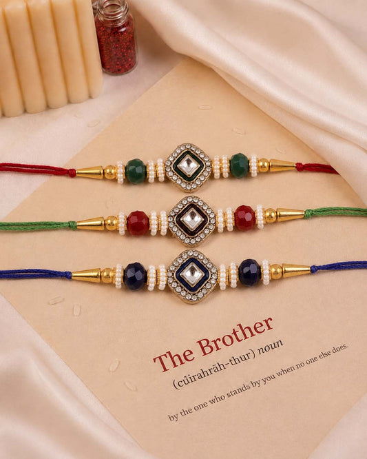 Pack of 3 Vaidik Rakhi for Brother | Tilak Set Included