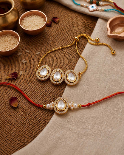 Lakshita Bhaiya Bhabhi Rakhi Bracelet Set | Tilak Set Included