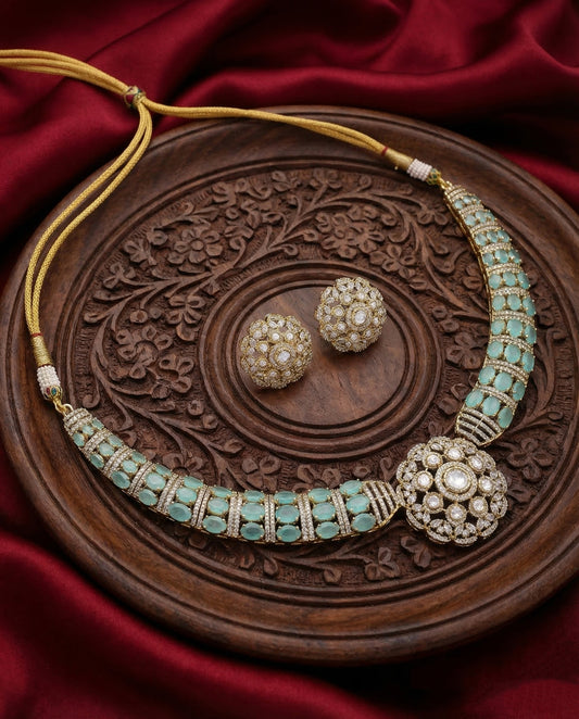 Elma Premium Moissanite Stone Necklace with Earring