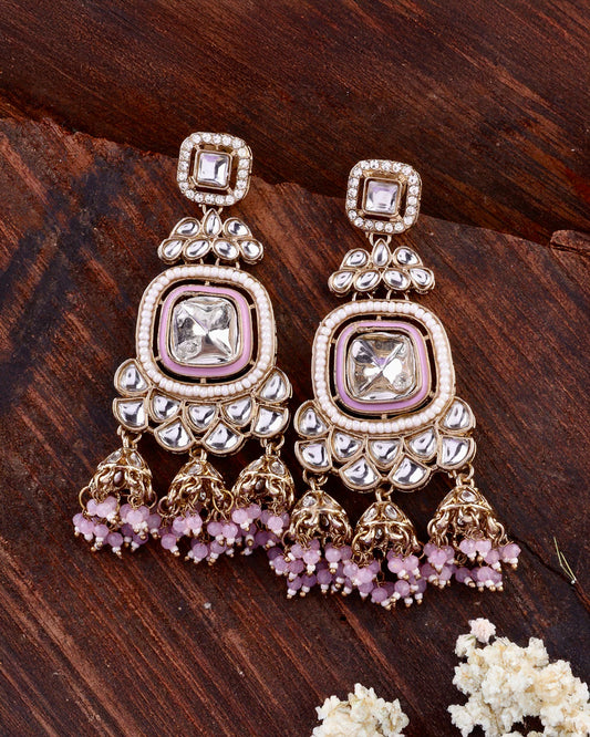 Lilac Anay Designer Earring with Jhumki Detailing