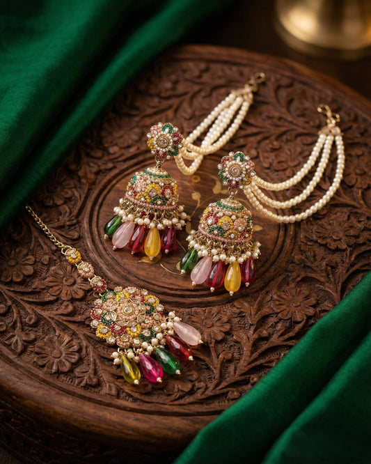 Multi Aarika Punjabi Teeka Earring Set