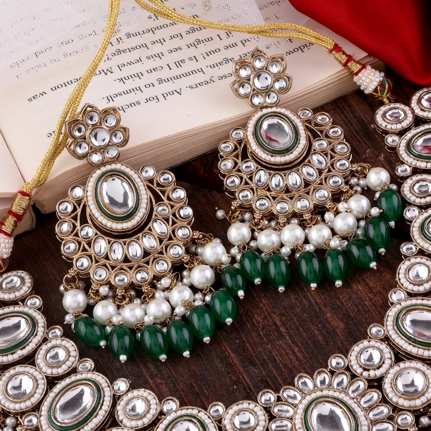 Green Gurkeerat Necklace Earring with Teeka