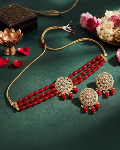 Red Arshi Choker Set
