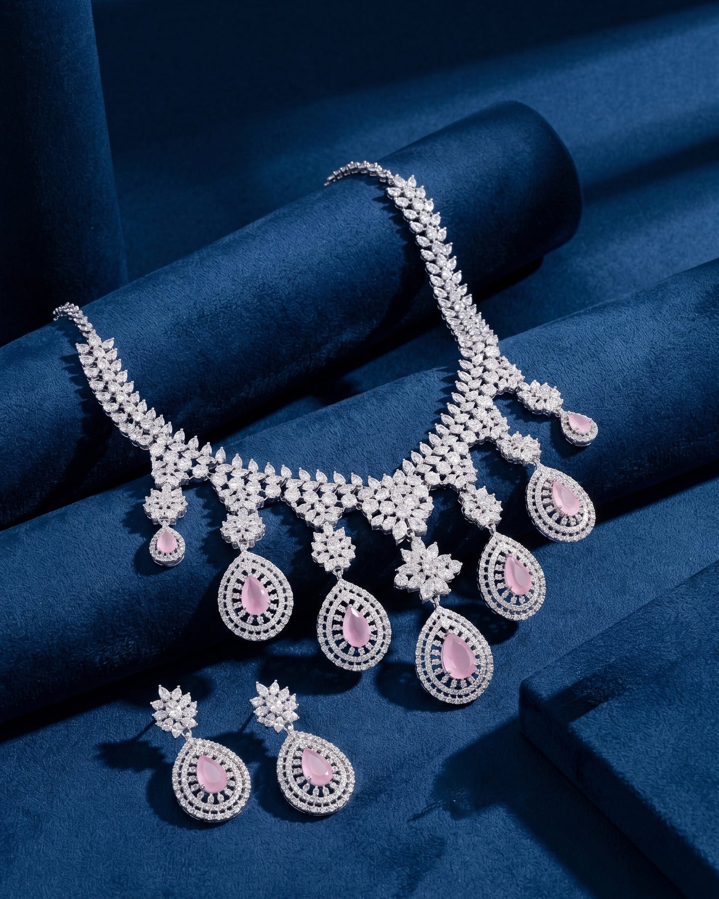 Blush Anastasia American Diamond Necklace with Earring