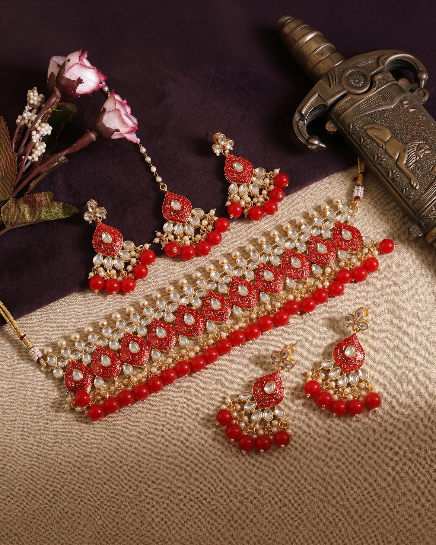 Red Sejal Choker Set