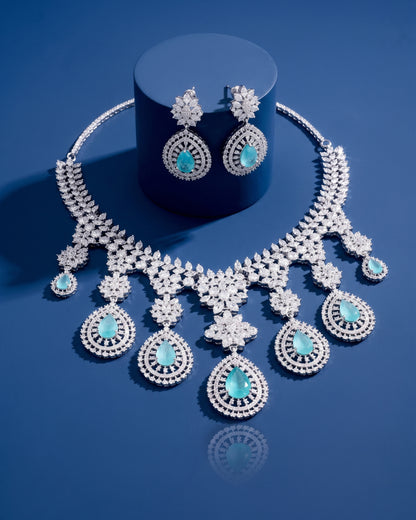 Mint Anastasia American Diamond Necklace with Earring