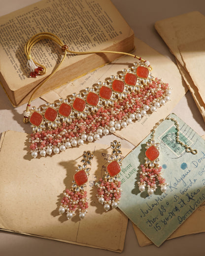 Coral Mirza Choker Set