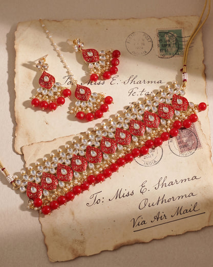 Red Sejal Choker Set