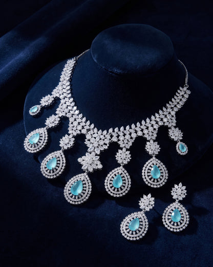 Mint Anastasia American Diamond Necklace with Earring