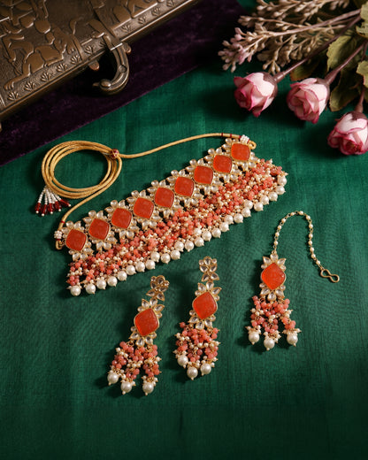 Coral Mirza Choker Set