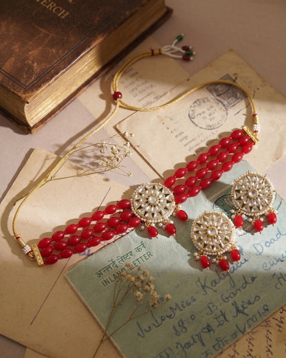 Red Arshi Choker Set