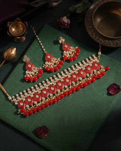 Red Sejal Choker Set