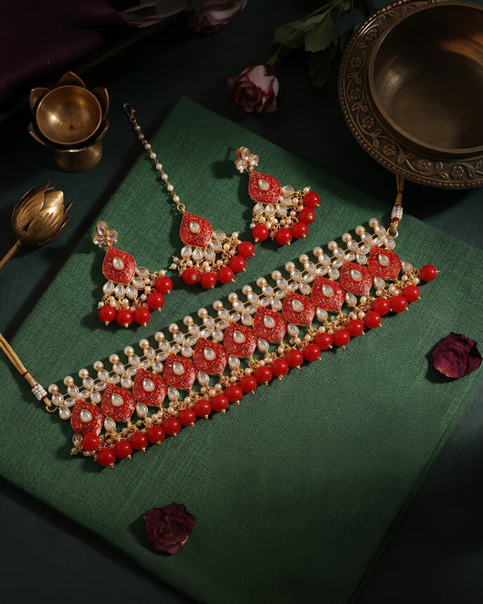 Red Sejal Choker Set